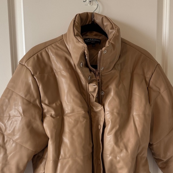 Kittenish Beige Puffer Jacket Crop - Picture 3 of 6